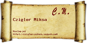 Czigler Miksa névjegykártya